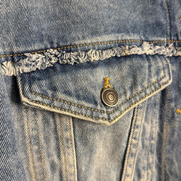 Free People Bedford Distressed Medium Wash Cropped Jacket Size XS - Picture 8 of 11